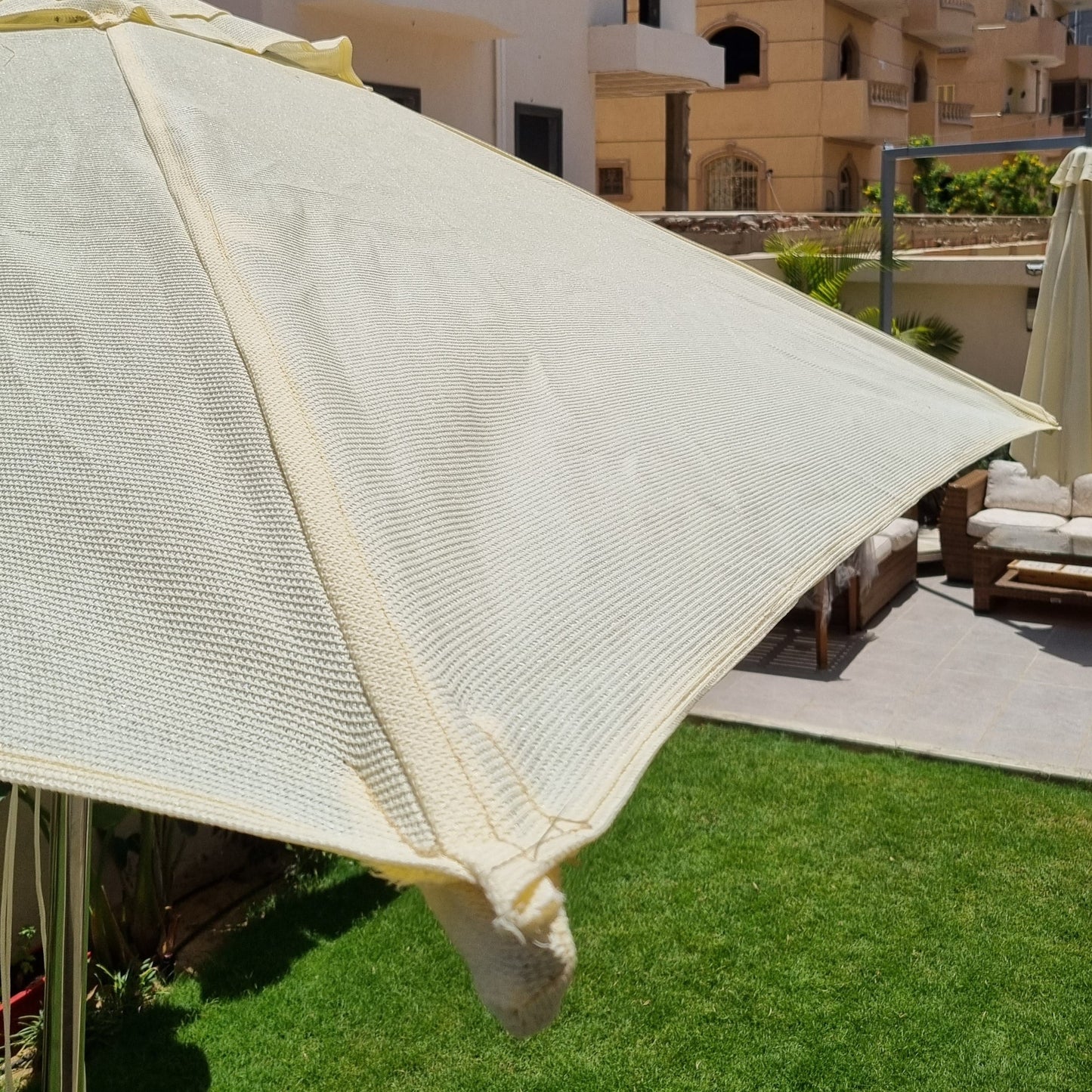 Premium Stainless Steel Garden Umbrella - Claro Fabric - Base Included