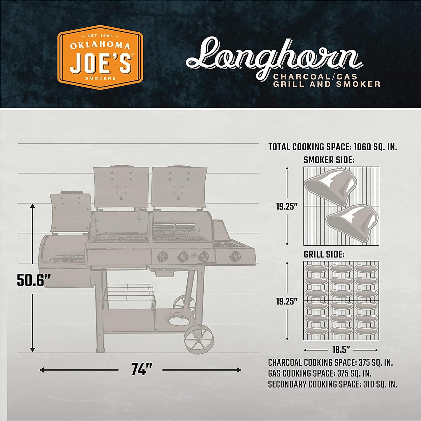 Oklahoma Joe’s Longhorn Combo Charcoal / Gas Smoker & Grill