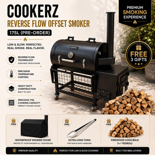 COOKERZ -Reverse Flow Offset Smoker-175L
