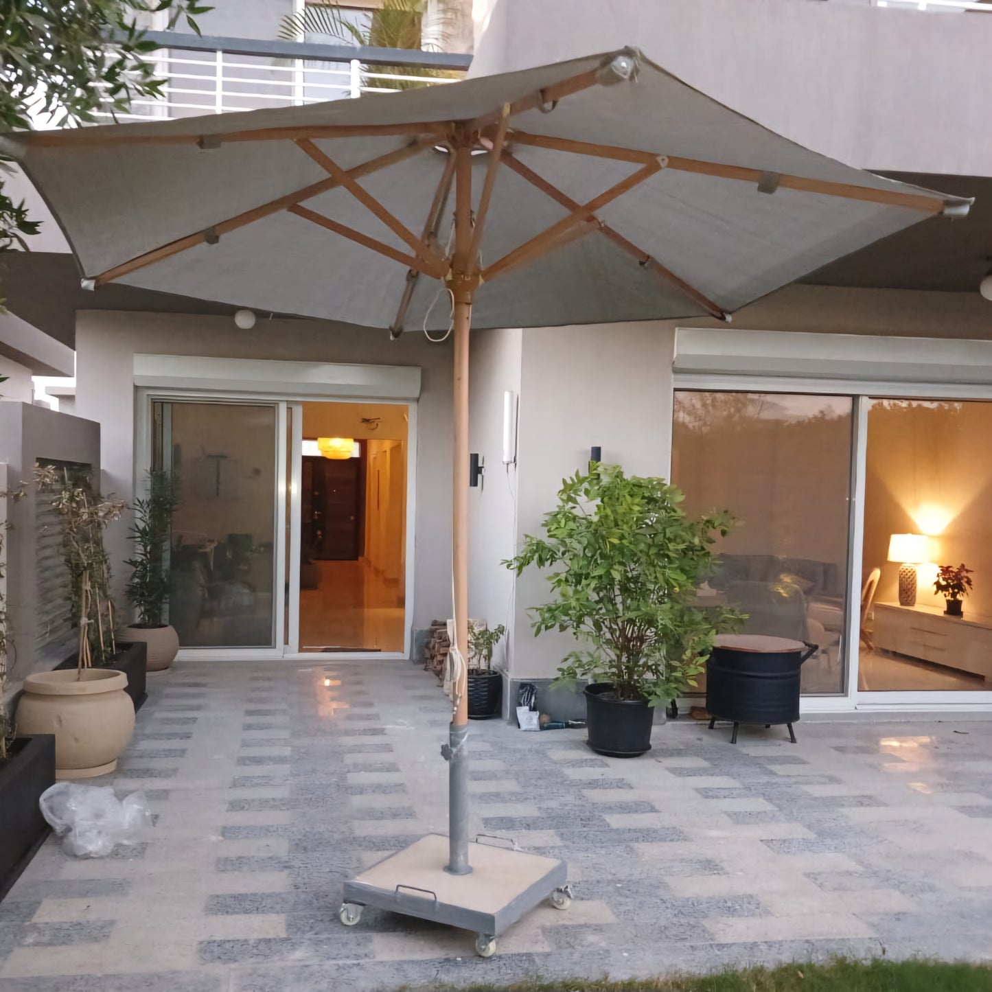 Premium Garden Umbrella - Claro Fabric - Base Included