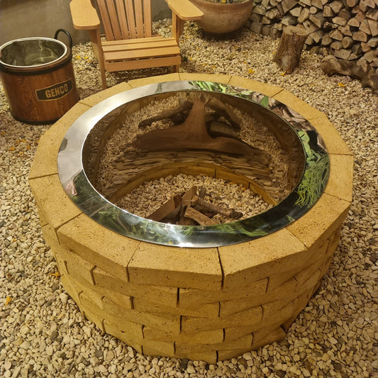 Natural Stone Wood-logs Fire pit - Stainless insert