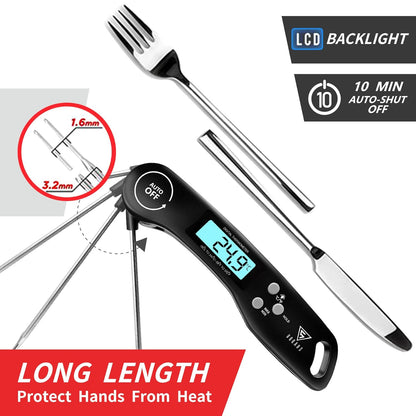 DOQAUS Grill Thermometer - Foldable Long Probe