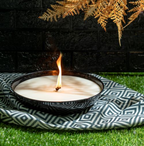 Lemon Scented Citronella Candle Metal Bowl - Large