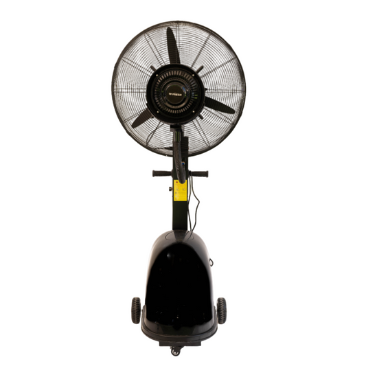 Black industrial fan on a white background