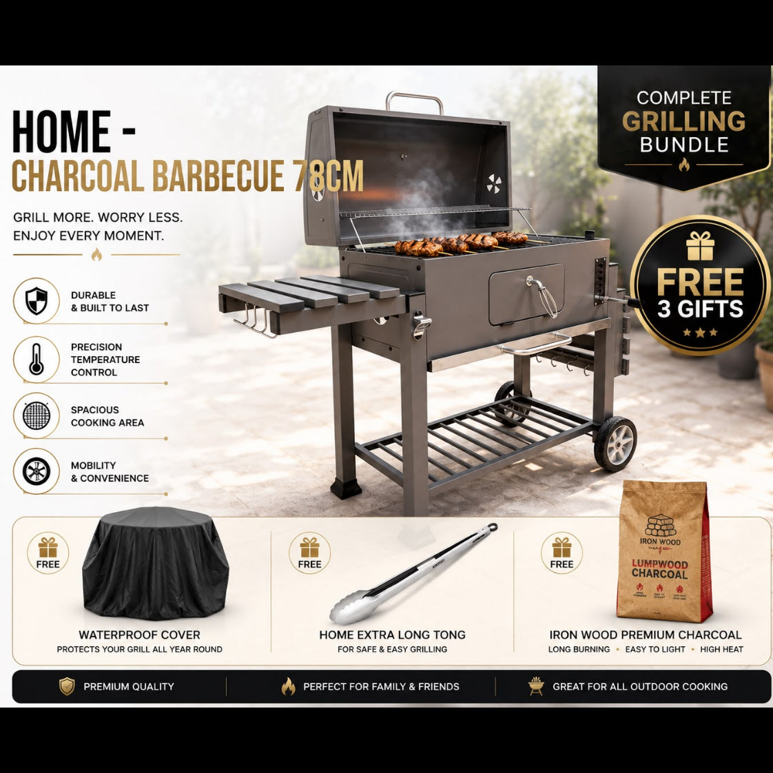 Home - Charcoal Barbecue (78cm) + Saving Bundle