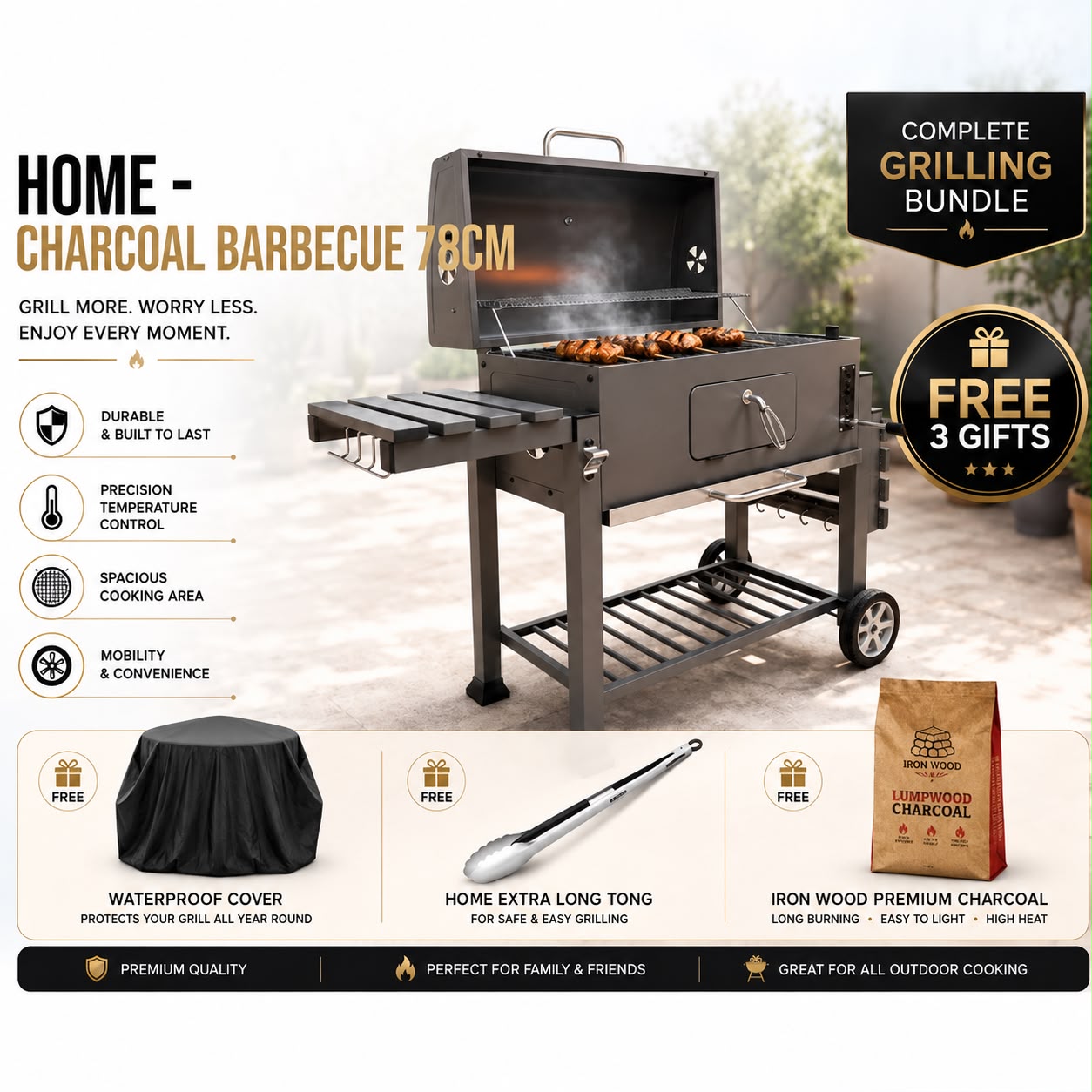 Home - Charcoal Barbecue (78cm) + Saving Bundle