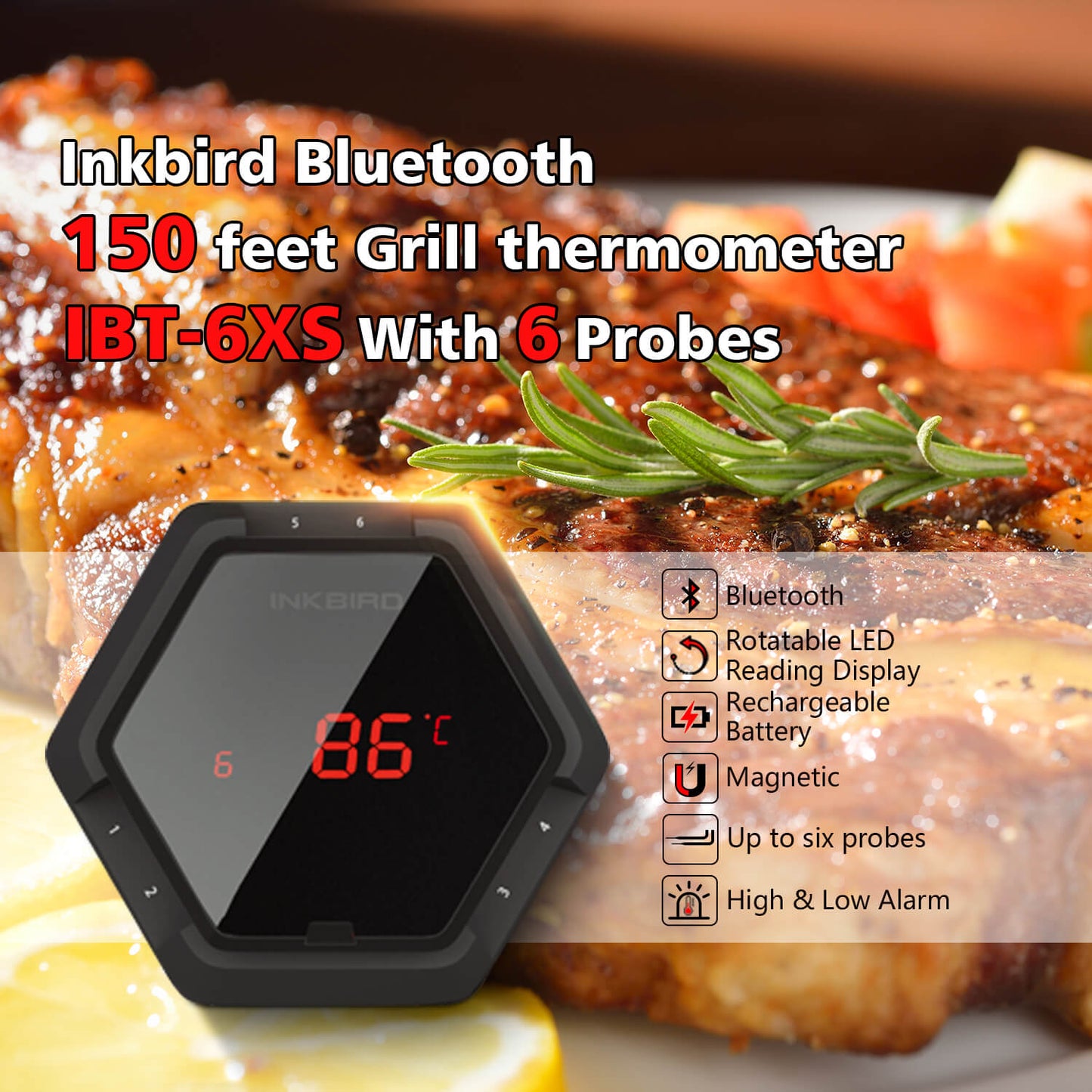 Inkbird - Bluetooth BBQ Thermometer IBT-6XS