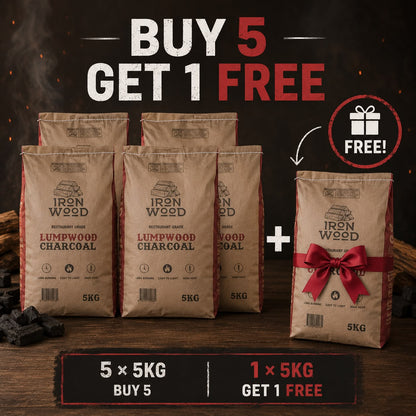 Iron Wood - Premium Charcoal (5kg bag) | 5 + 1 FREE