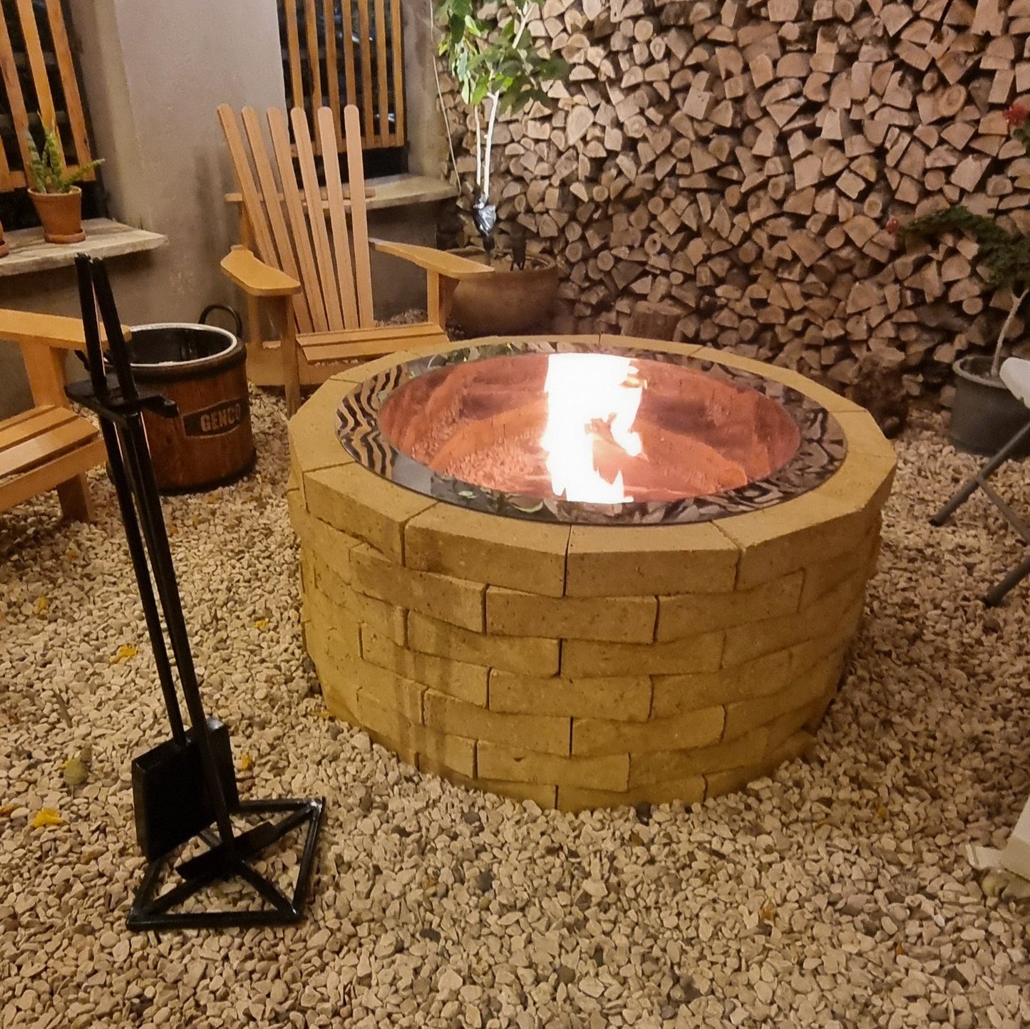 Natural Stone Wood-logs Firepit - Stainless insert (pre-order)