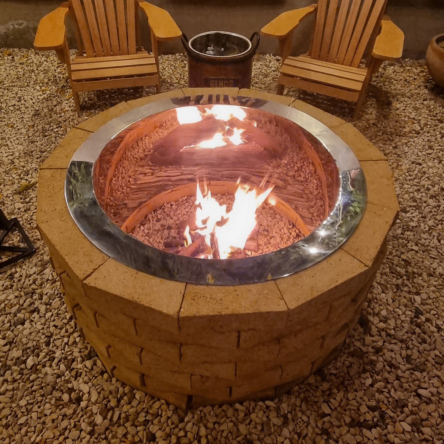 Natural Stone Wood-logs Firepit - Stainless insert (pre-order)