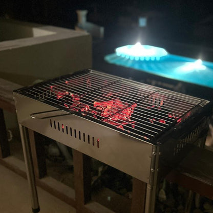 Portable Charcoal BBQ - Stainless Steel