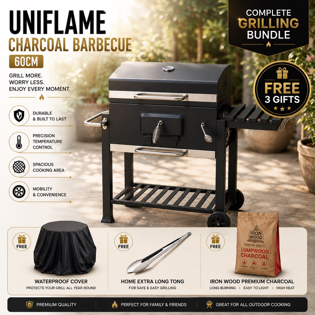 Uniflame Charcoal Barbecue (60cm)( Display item) + Saving Bundle