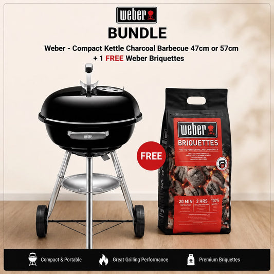 Weber - Compact Kettle Charcoal Barbecue + 1 FREE Weber Briquettes