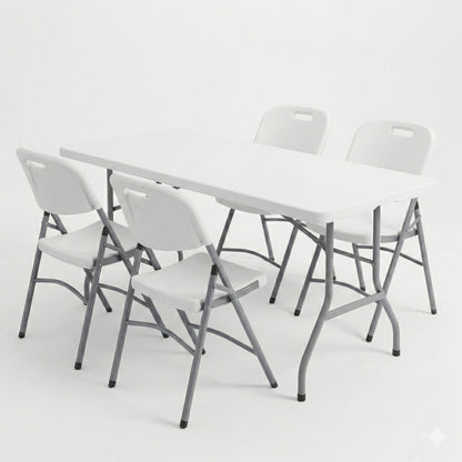 Foldable Dining Set (Table 180 + 4 Chairs + Spandex Covers)