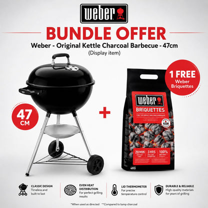 Weber - Original Kettle Charcoal Barbecue - 47cm(Display item)+ 1 FREE Weber Briquettes